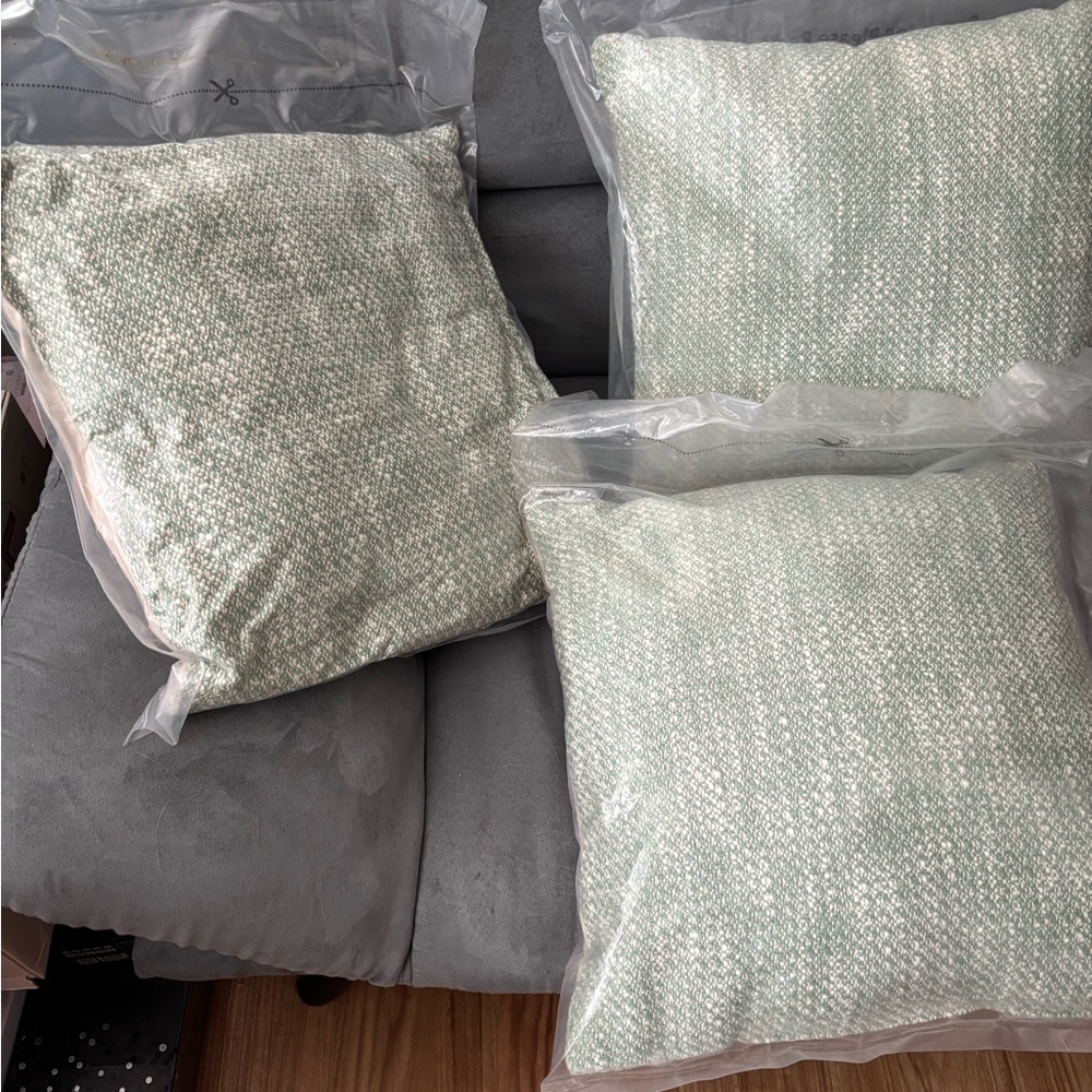 Textured Mint Green Throw Pillows - Set of 3